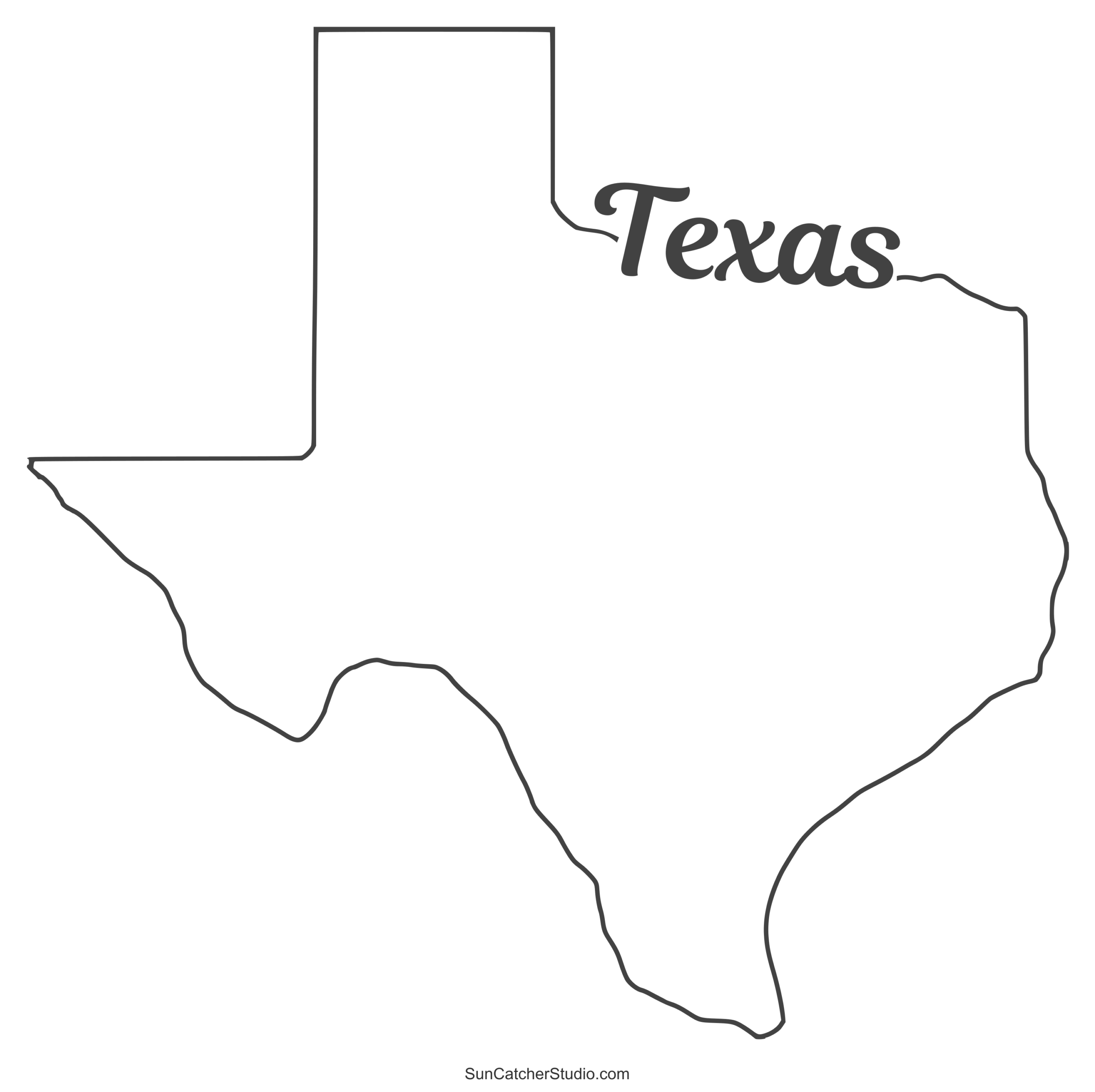 Texas Map Outline Printable State Shape Stencil Pattern 