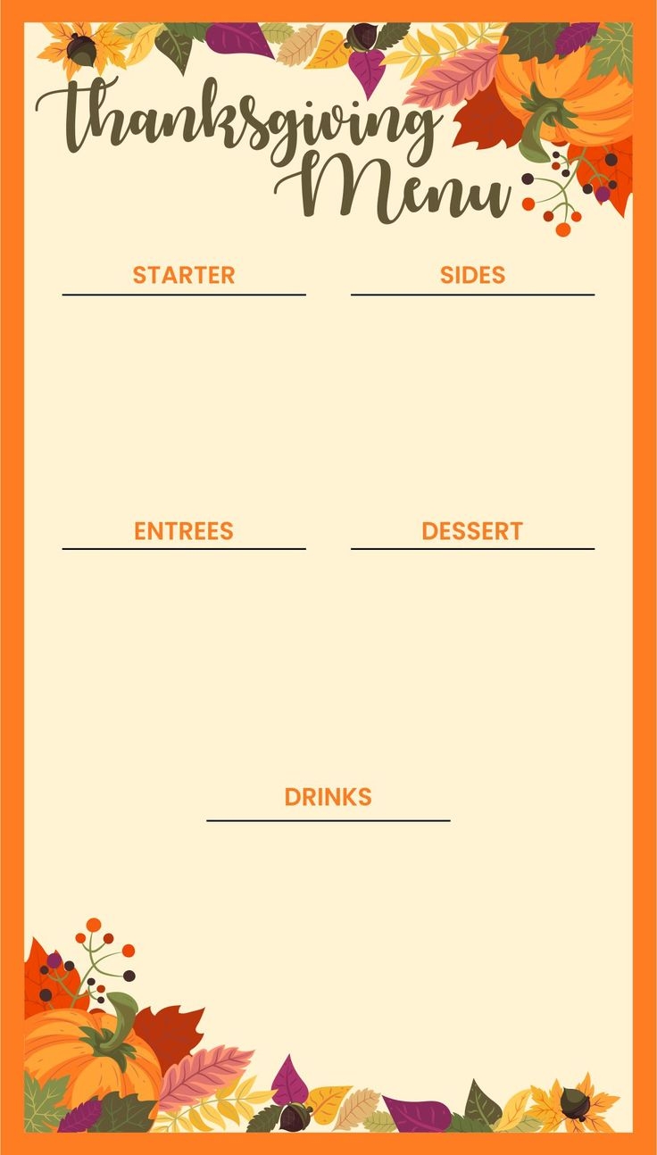 Thanksgiving Menu Templates 13 Free PDF Printables Printablee