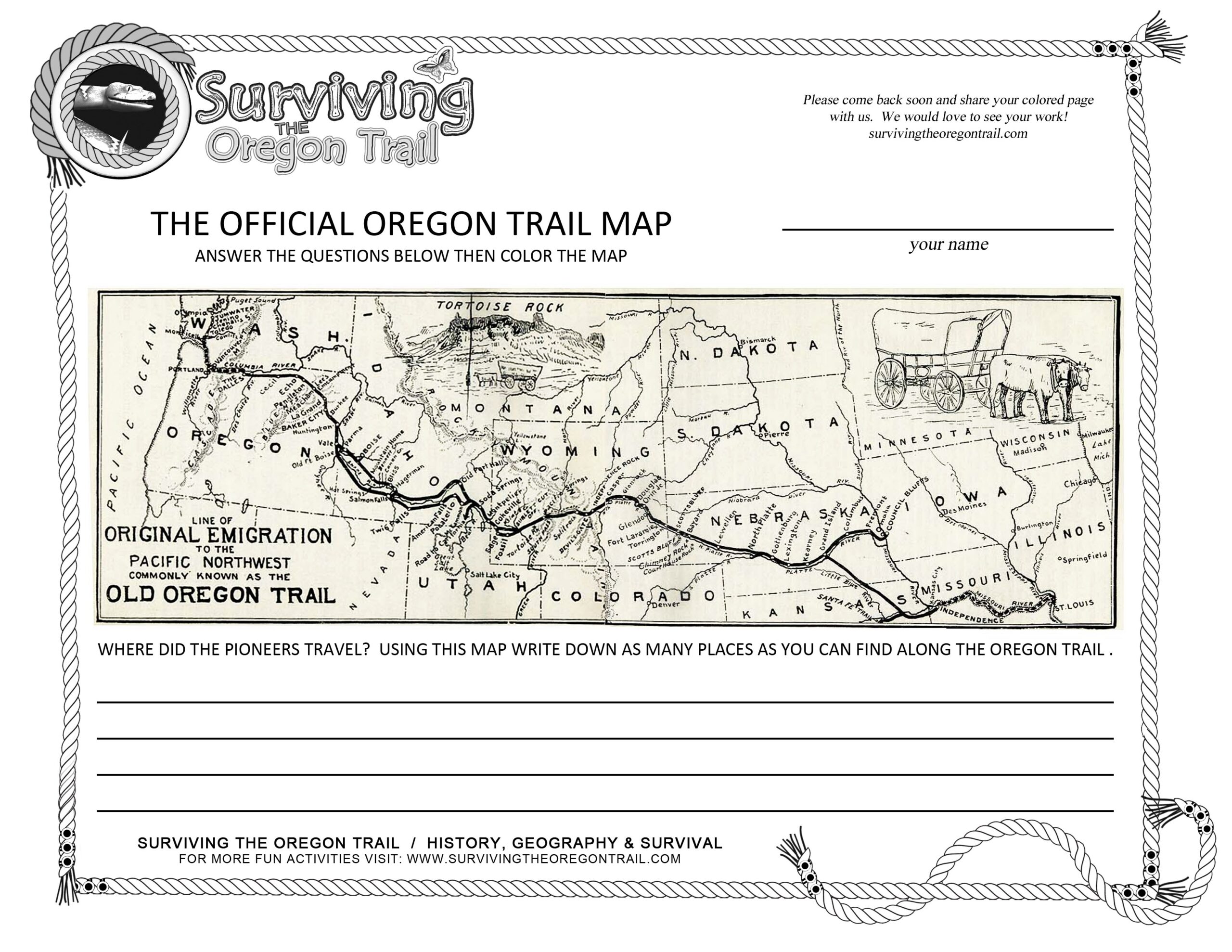 The Actual The Original Oregon Trail Map Surviving The Oregon 