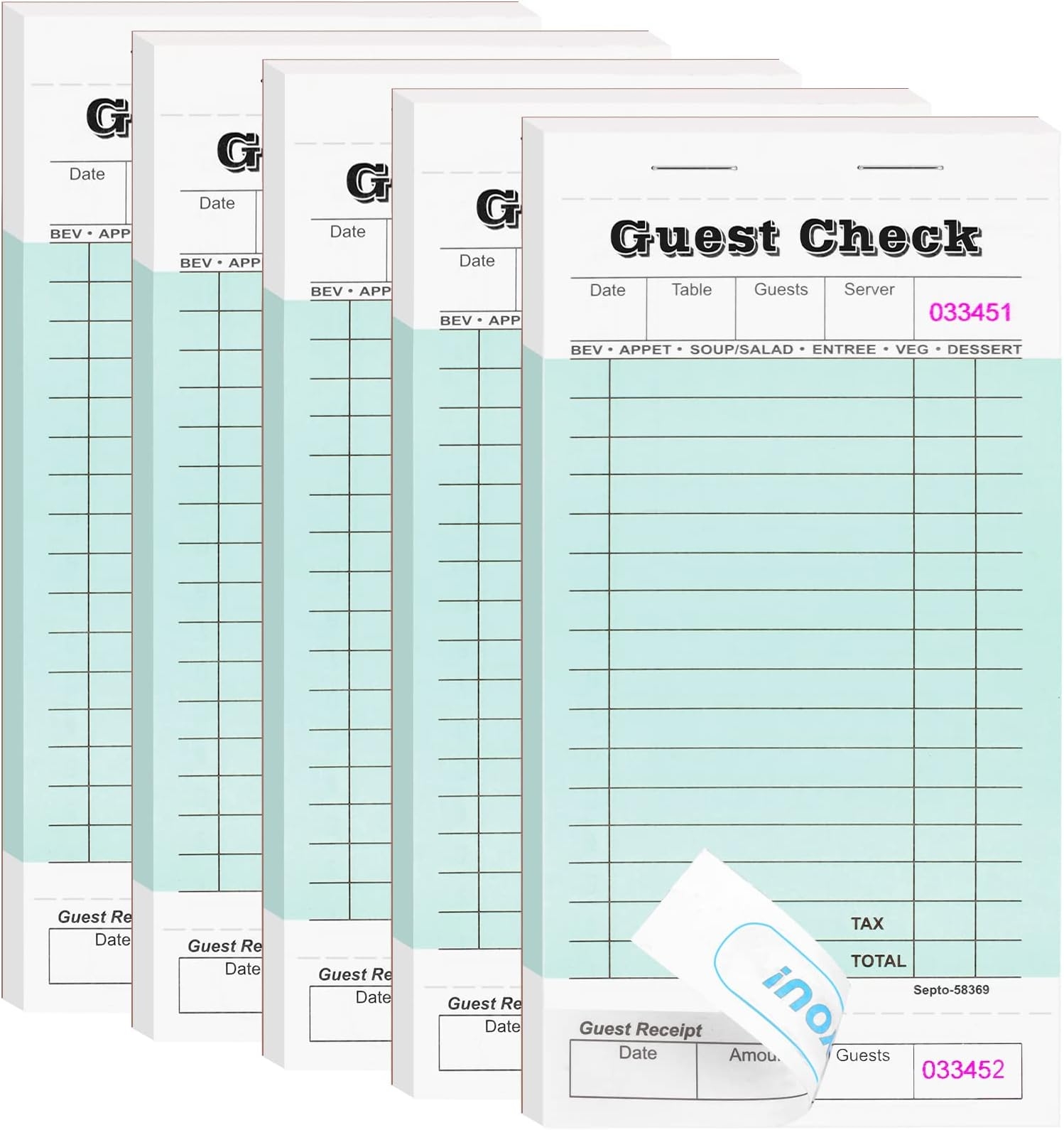 Printable Blank Waitress Pad