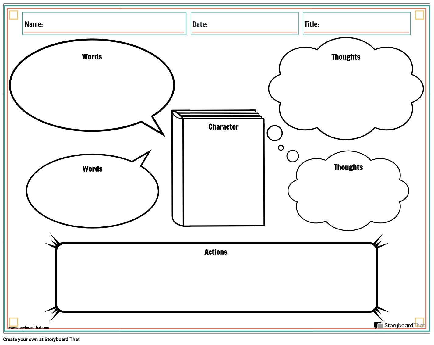 Thinking Cloud Character Map Worksheet Template