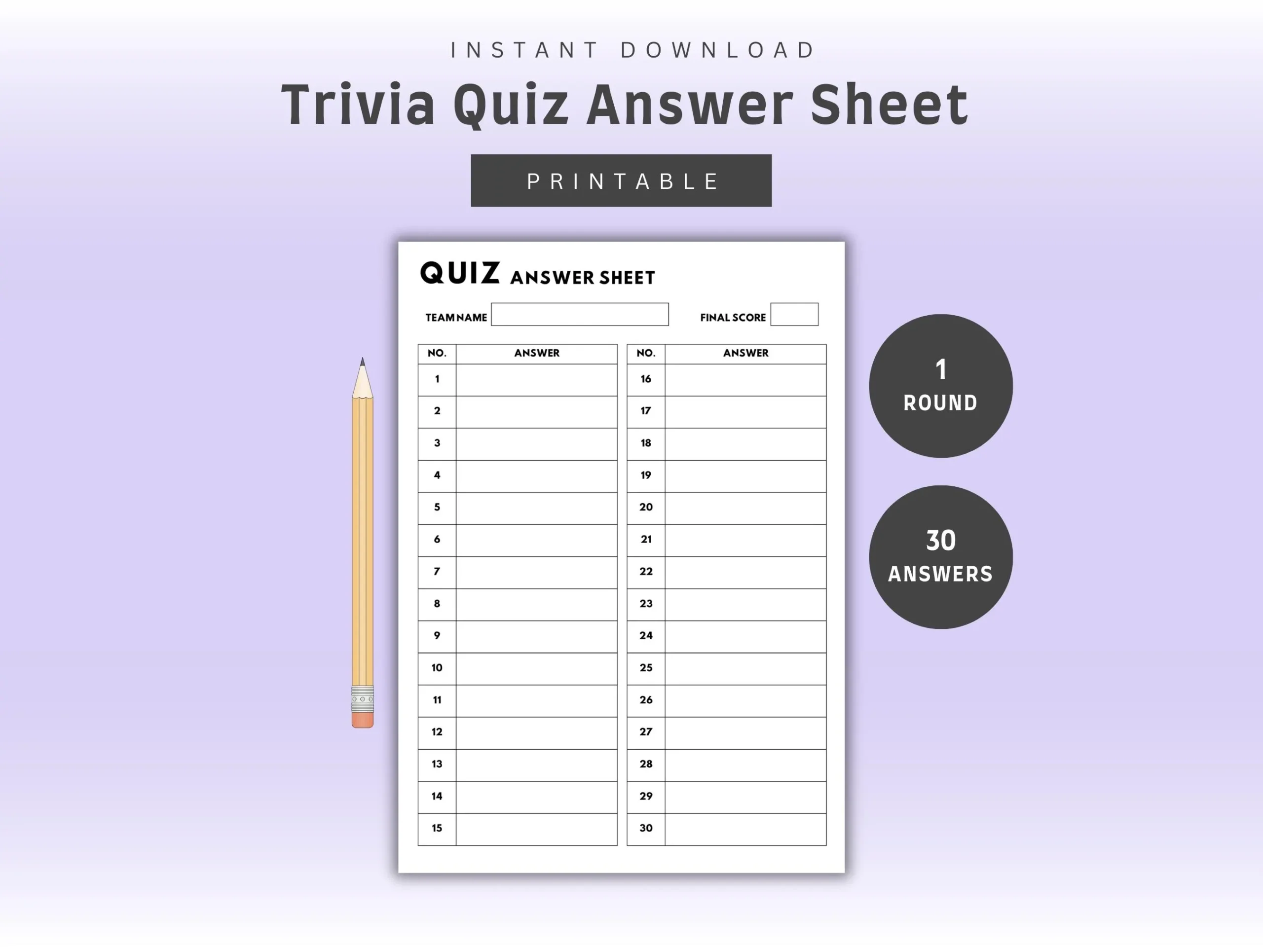 Printable Trivia Template Blank