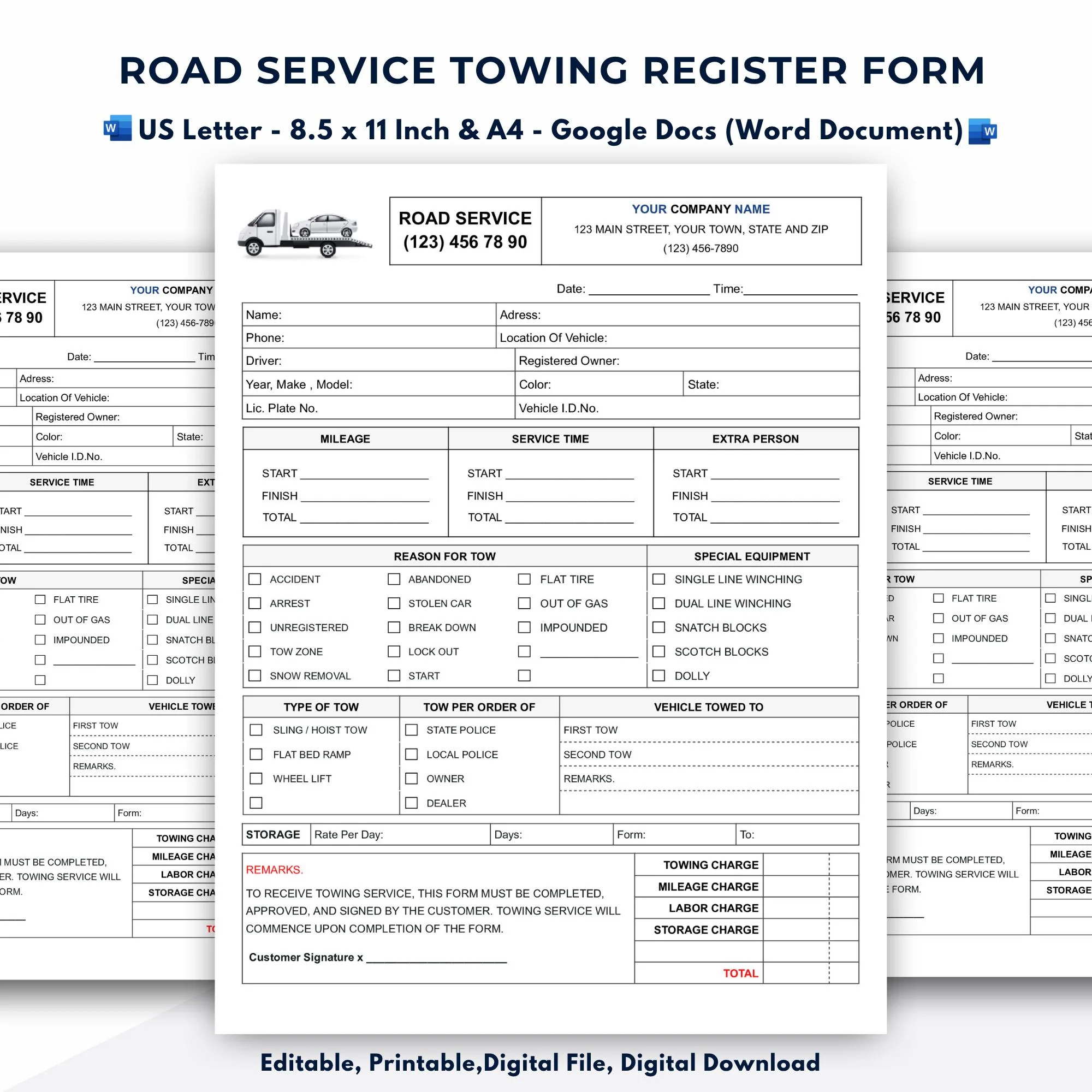 Blank Diesel Truck Invoice Printable