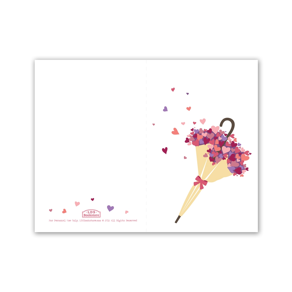 Umbrella Heart Bouquet Valentine s Day Card Digital Download In 