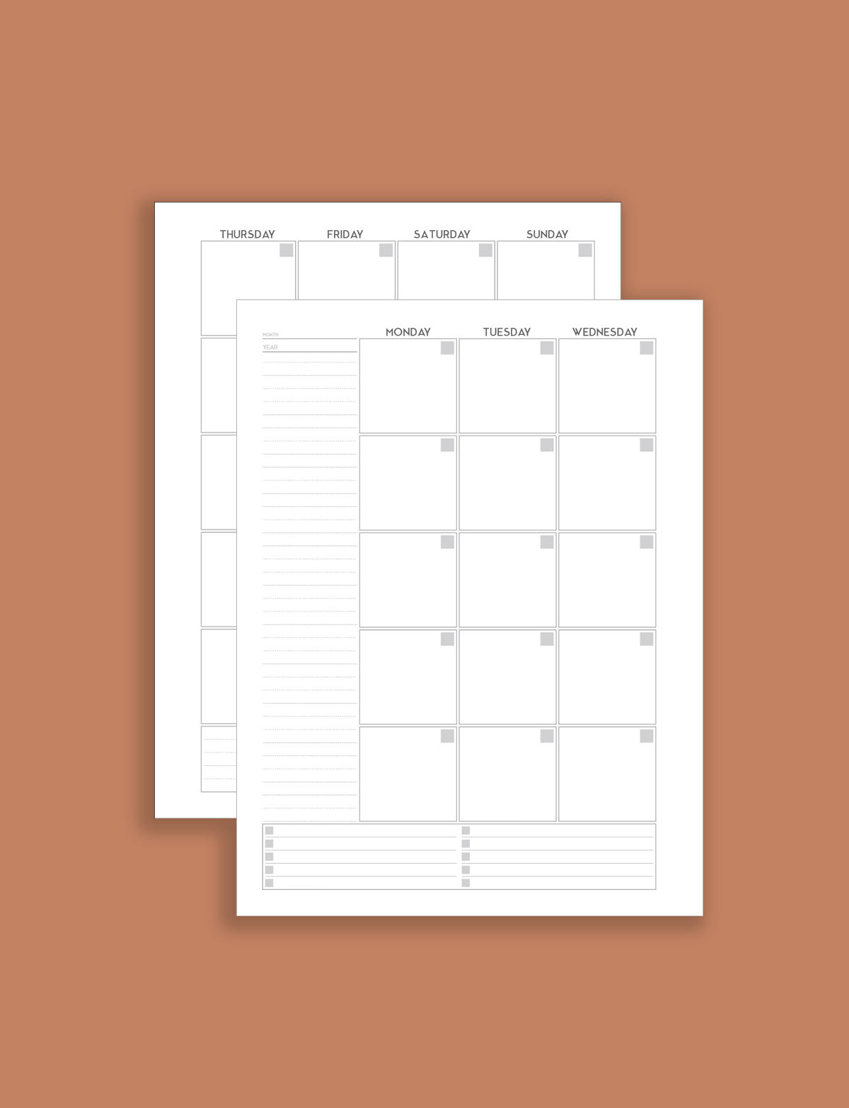 Blank A5 Calendar Printable Free