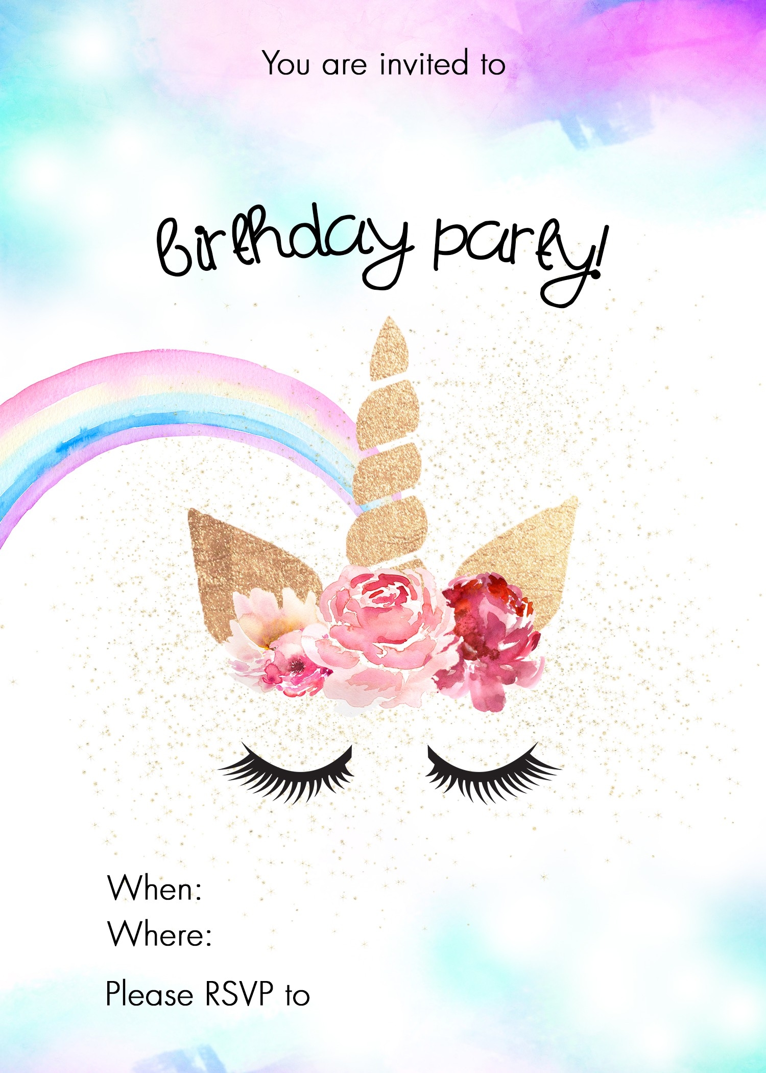 Unicorn Birthday Party Invitation Blank The DIY Lighthouse