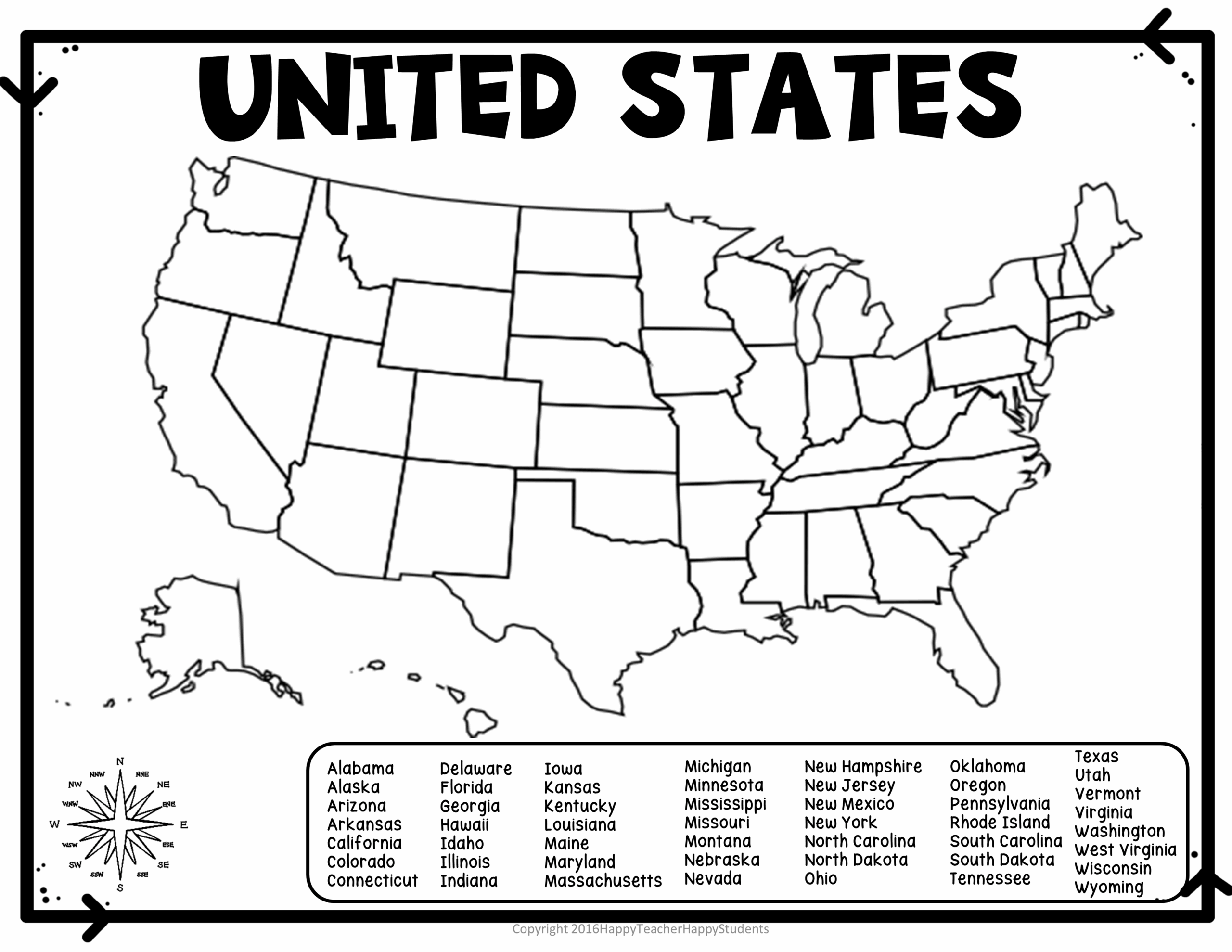 United States Map Quiz amp Worksheet USA Map Test W Practice Sheet 