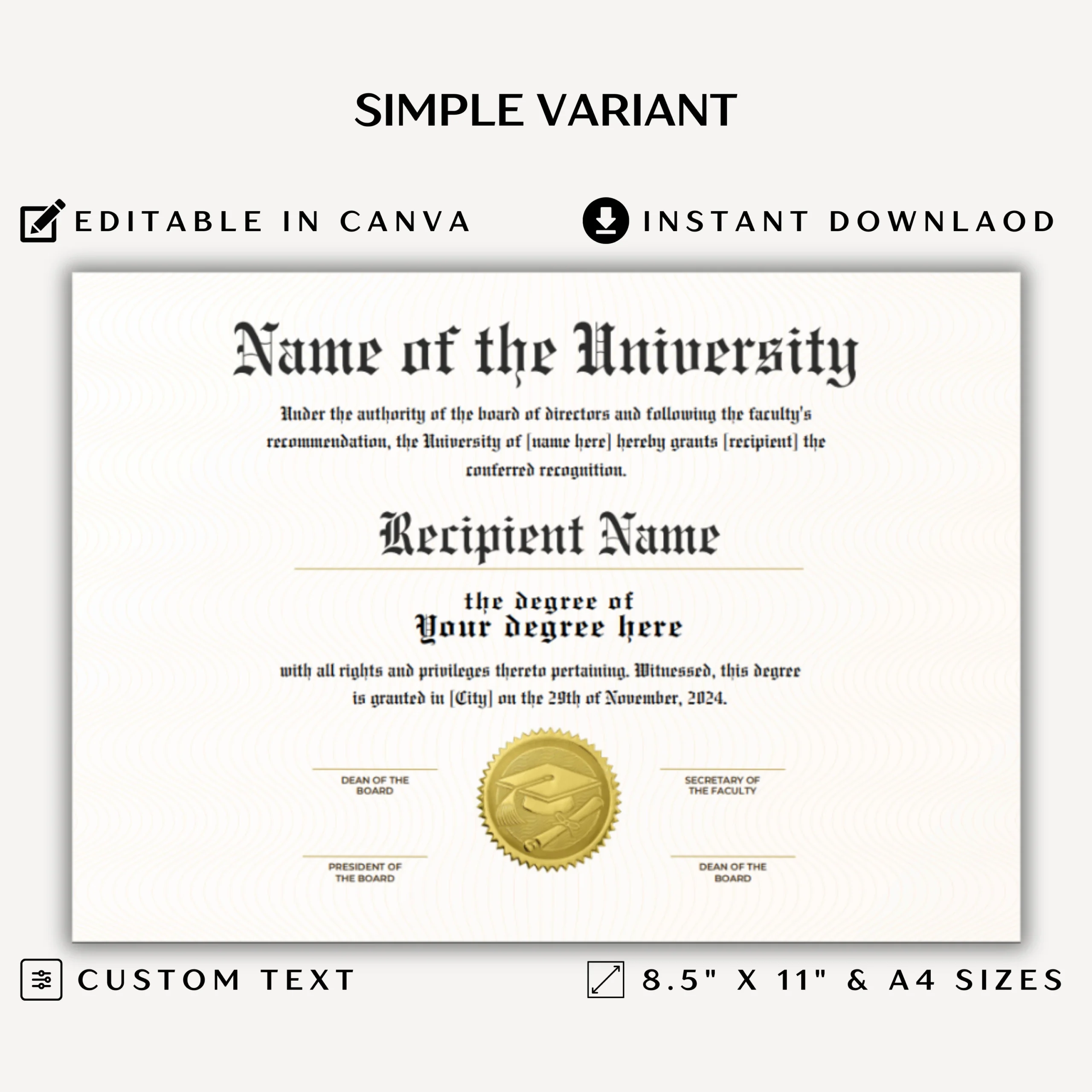 Blank Printable Degree Louisiana