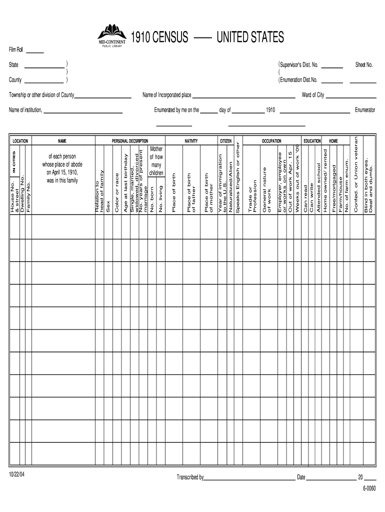 Free Printable Blank Census Forms