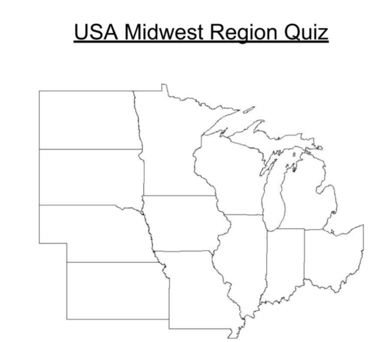 Blank Midwest States List Printable