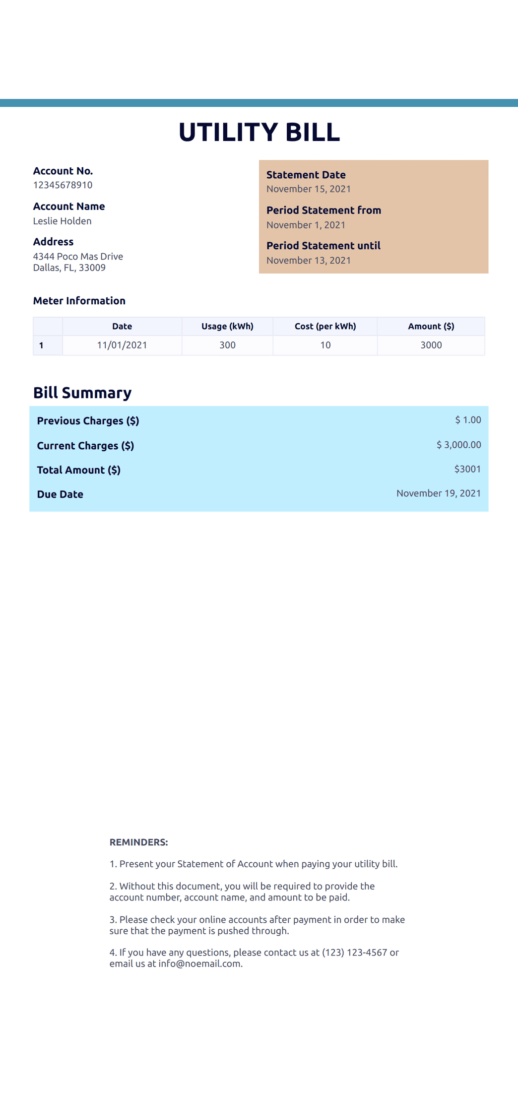 Utility Bill Template PDF Templates Jotform