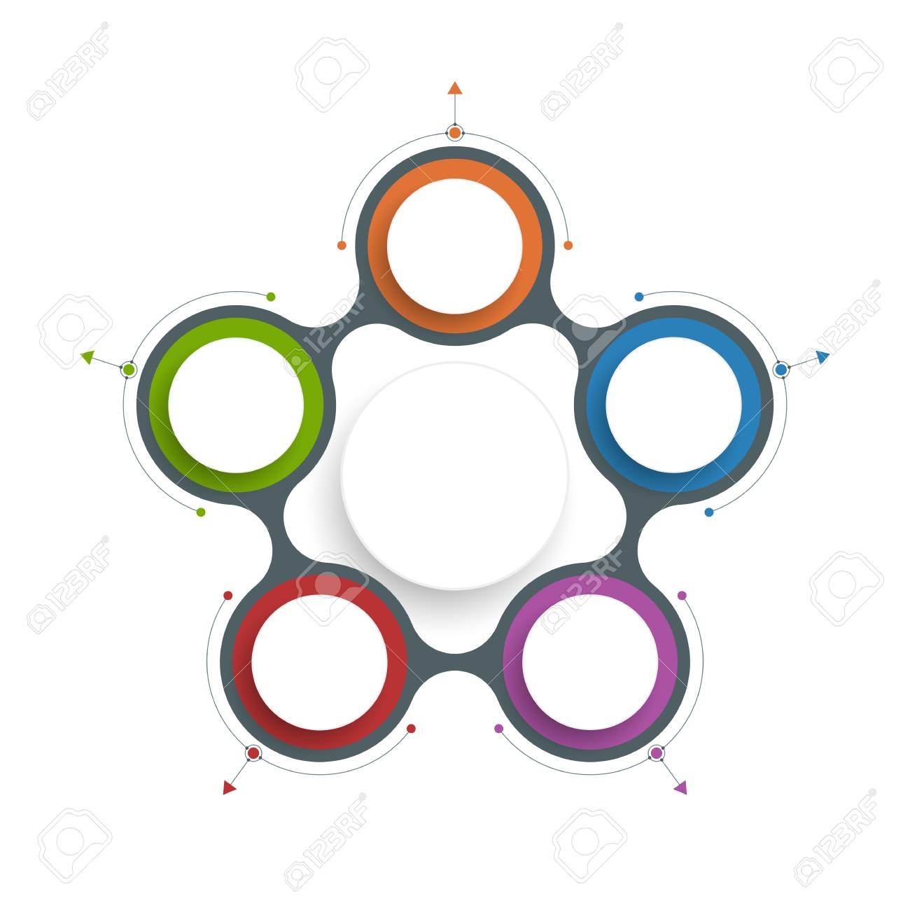 Vector Infographics 3D Paper Cycle Diagram Template Blank Space 