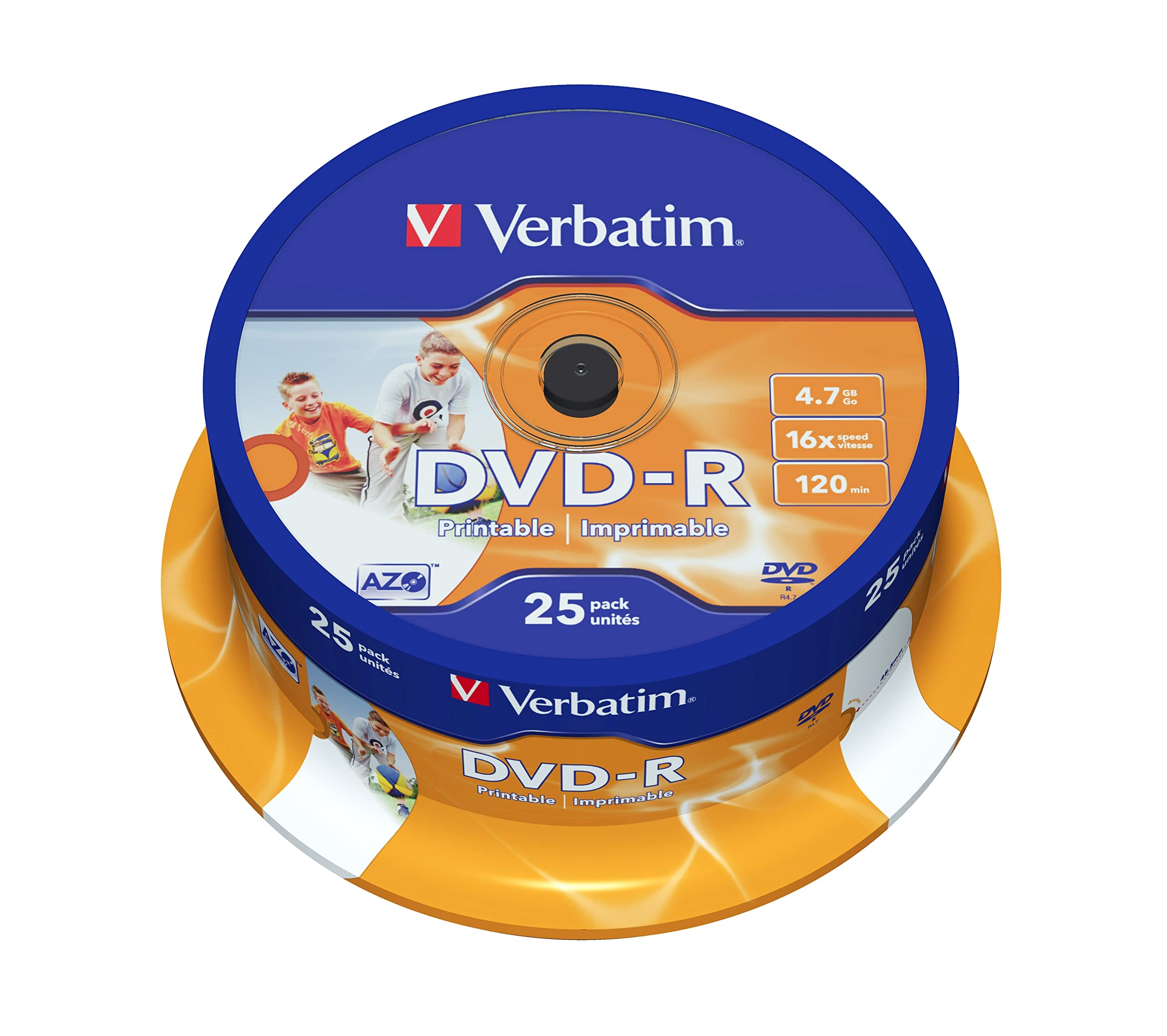 Verbatim DVD R Wide Inkjet Printable 4 7GB 25er Pack Spindel DVD Rohlinge Bedruckbar 16 fache Brenngeschwindigkeit amp Hardcoat Scratch Guard DVD R 