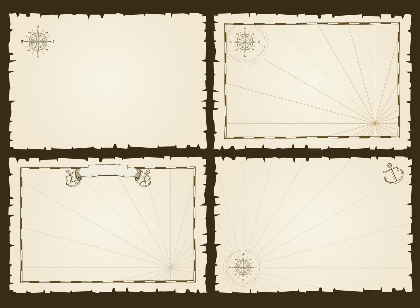 Vintage Empty Pirate Party Invitation Vector Retro Card Templates 