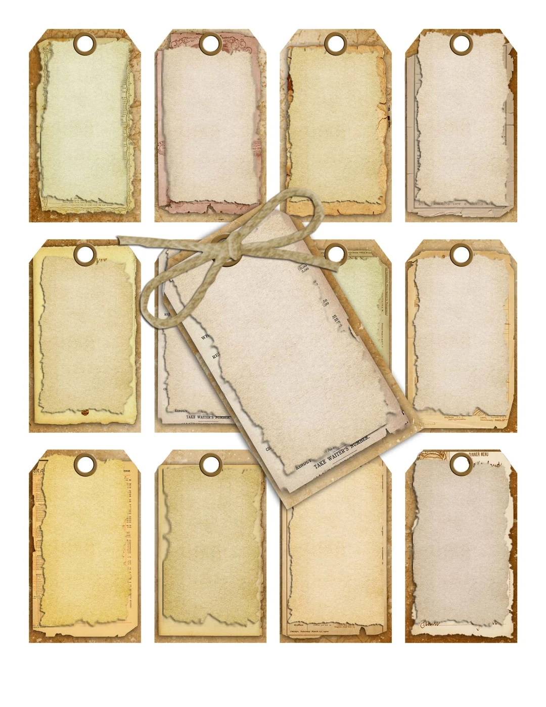 Vintage Style Printable Gift Tags Distressed Blank Rustic Tags 
