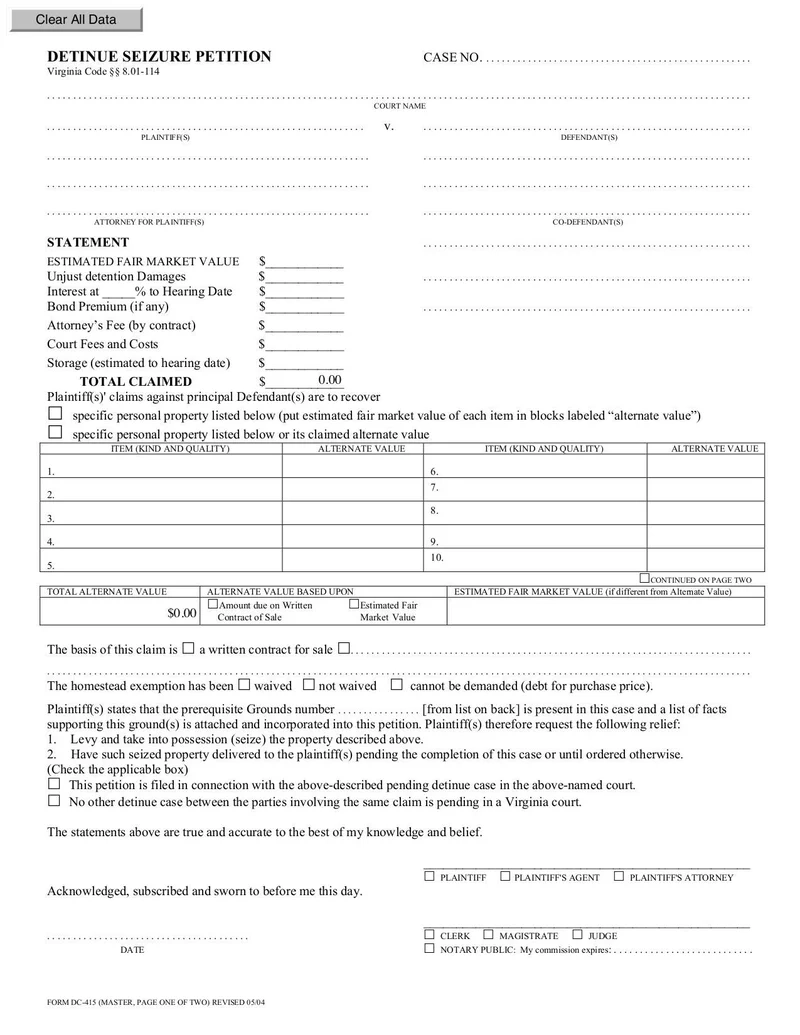 Printable Blank Court Summons Form