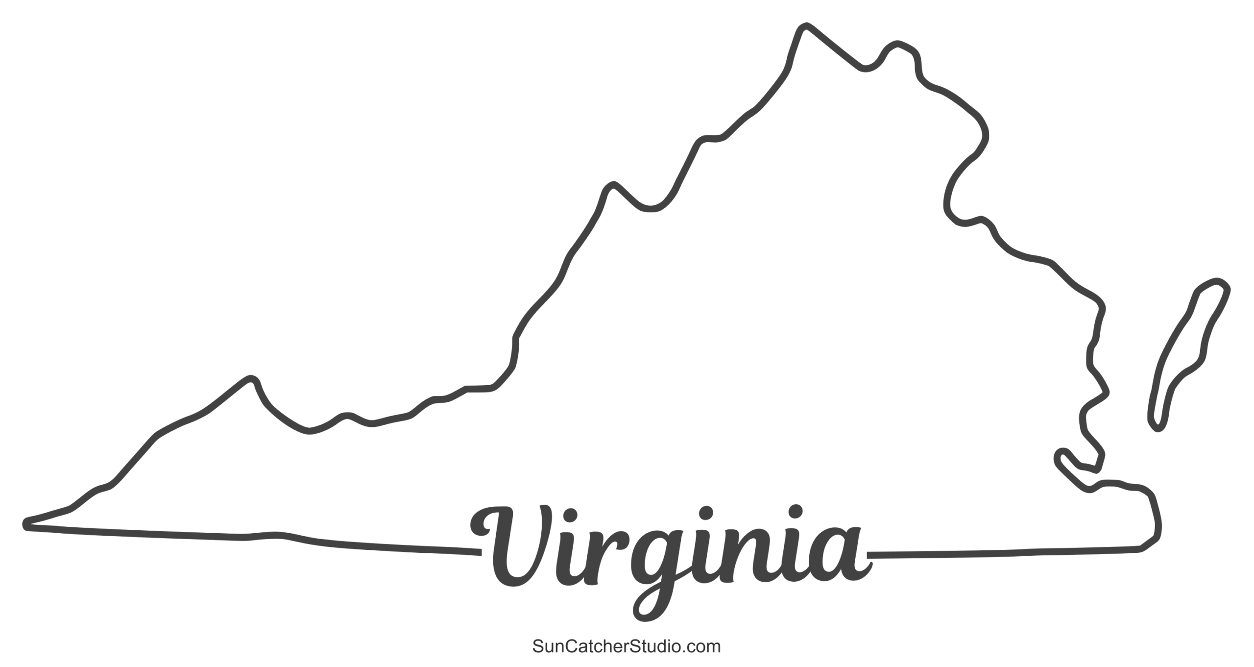 Virginia Map Outline Printable State Shape Stencil Pattern 