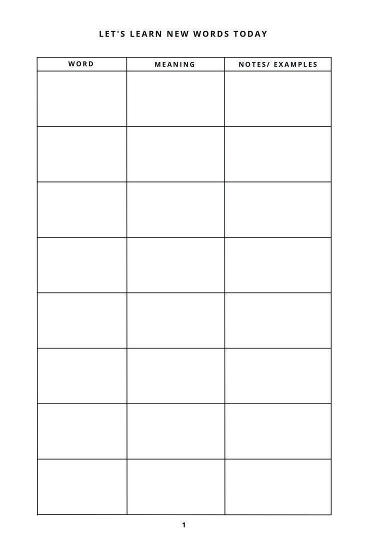 Printable Blank Dictionary Template