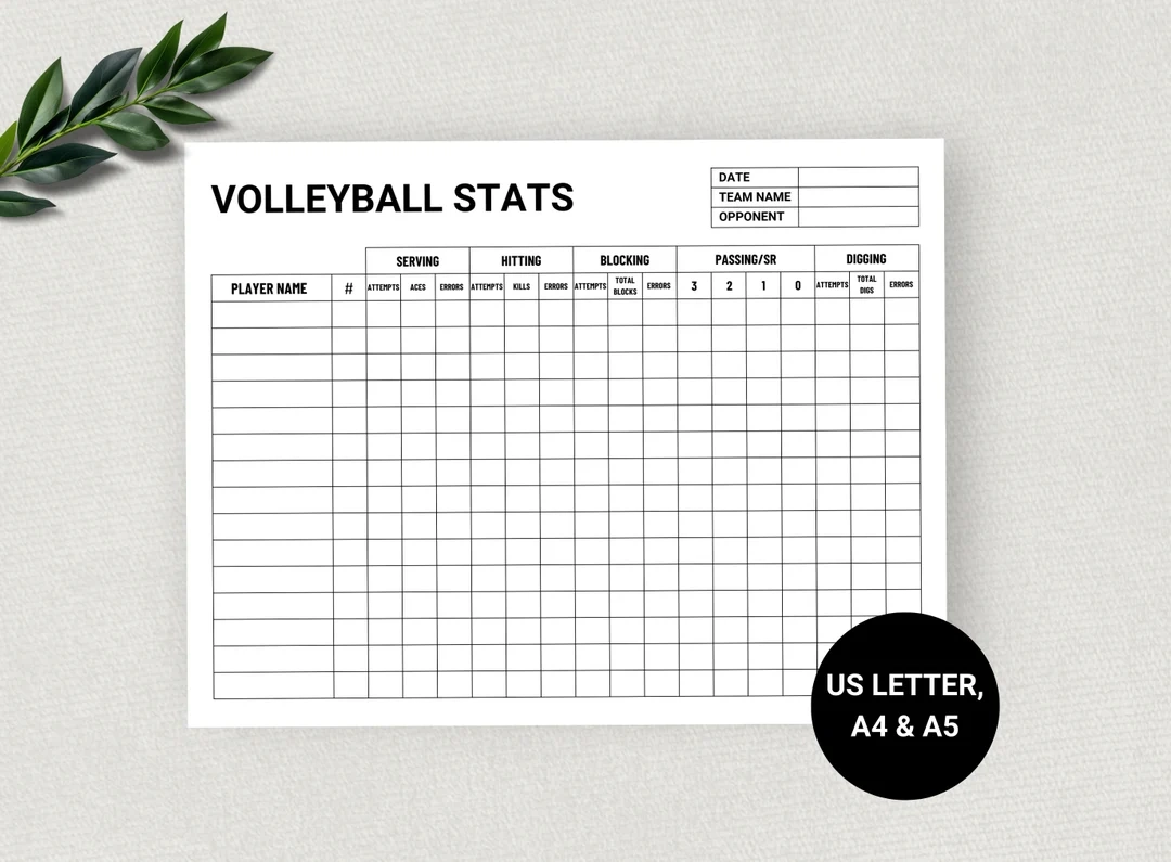 Printable Blank Volleyball Stat Sheets