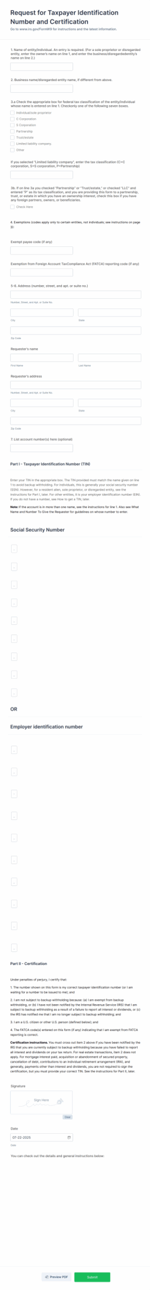 Printable Blank One Page W9