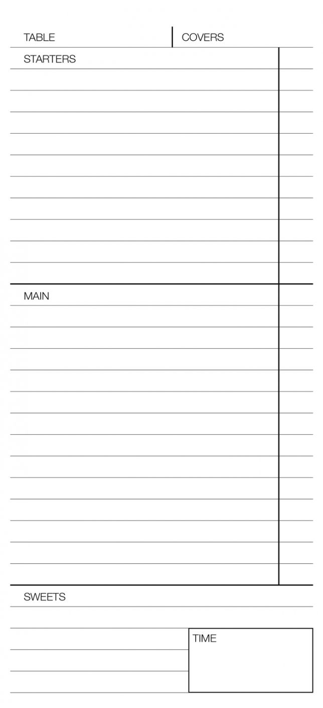 Waitress Order Pad Template