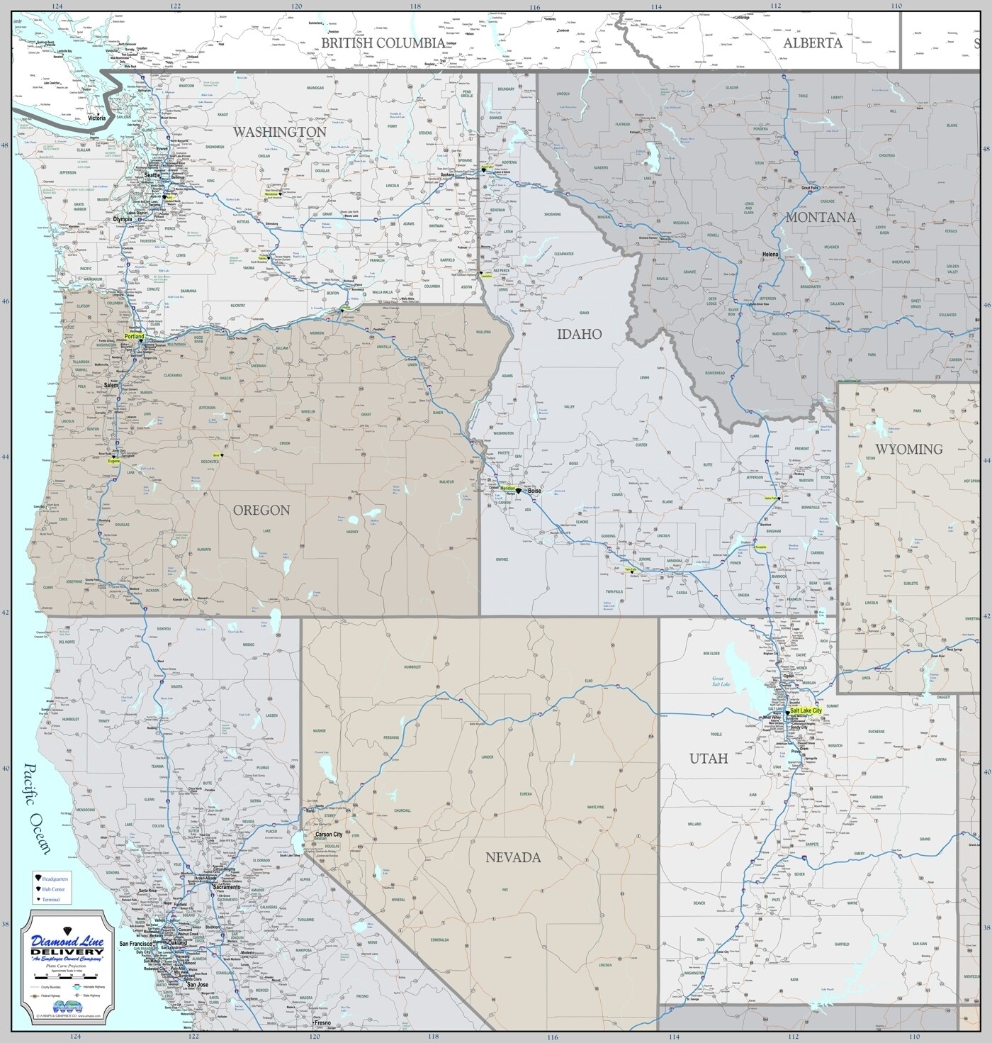Printable Blank Map Pacific Northwest