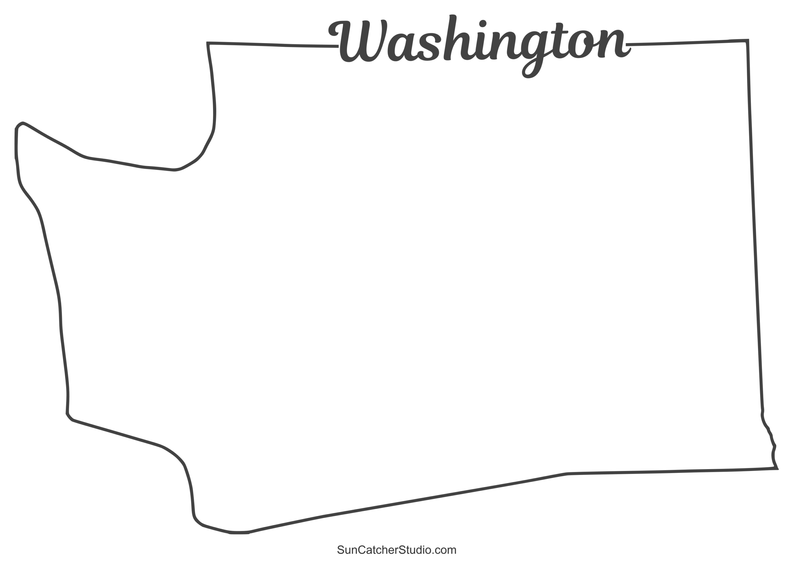 Washington Map Outline Printable State Shape Stencil Pattern 