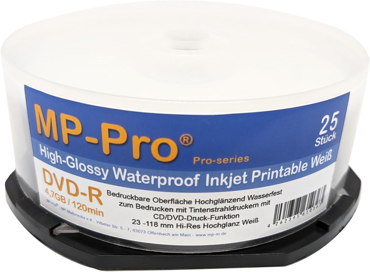 Waterproof High Glossy DVD R Rohlinge 4 7 GB Inkjet Printable 