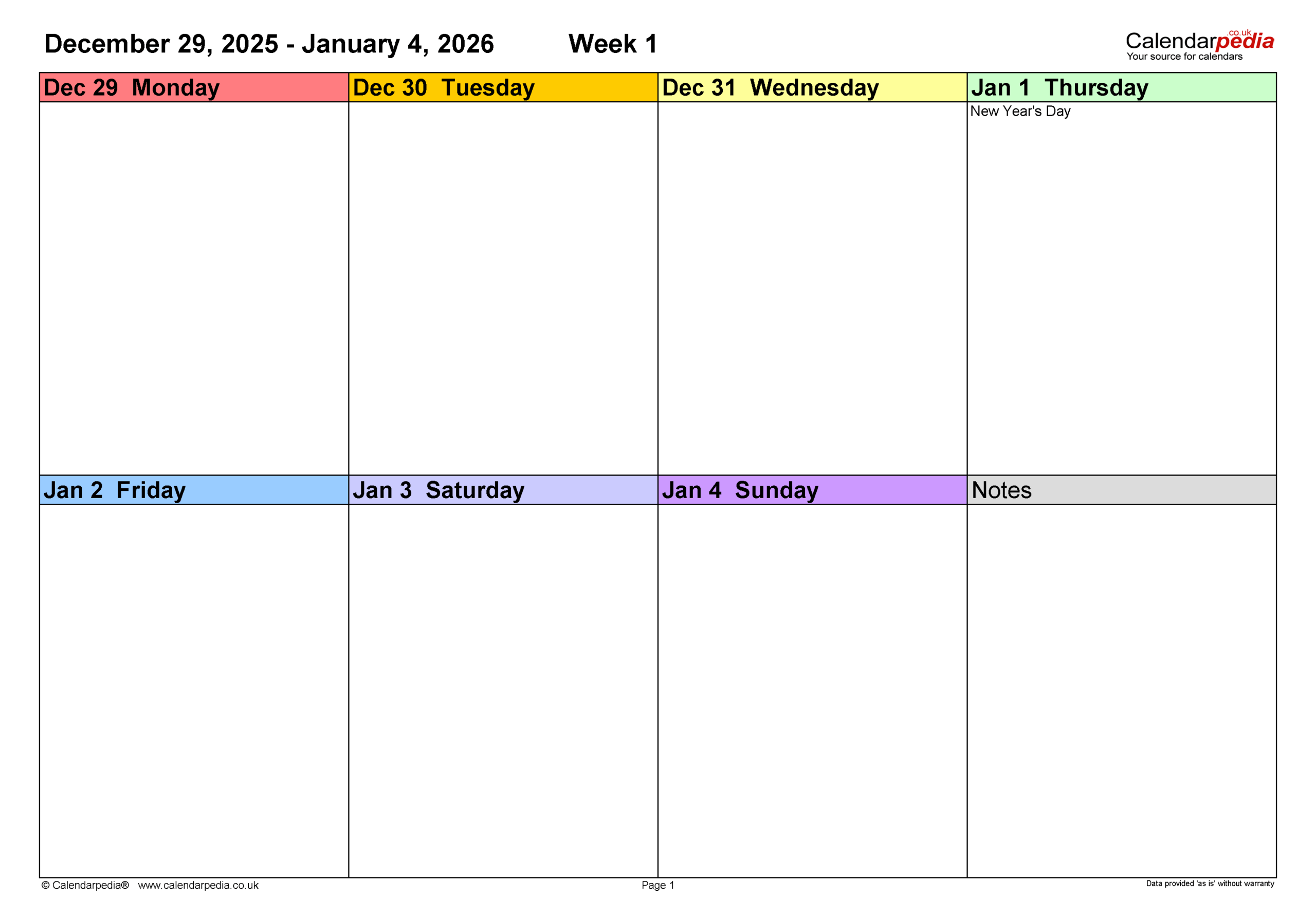 Weekly Calendar 2026 UK Free Printable Templates For PDF