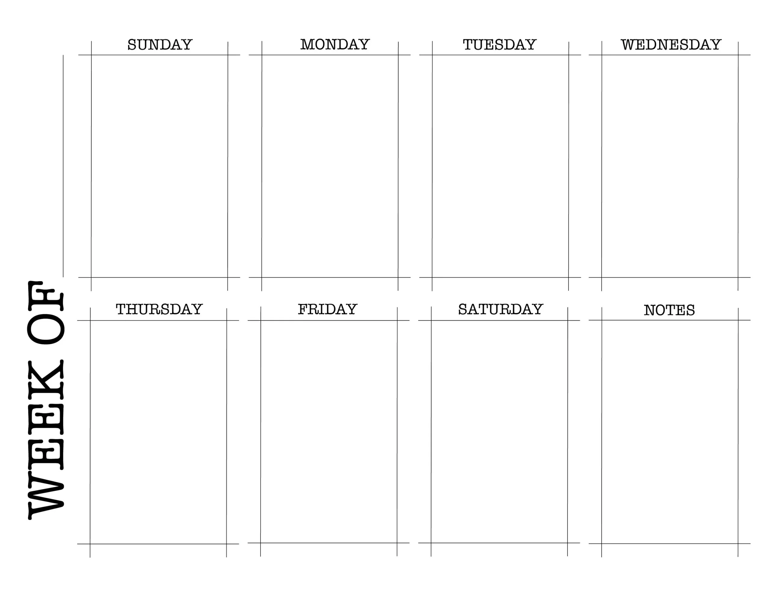 Printable Calendar Weekly Blank