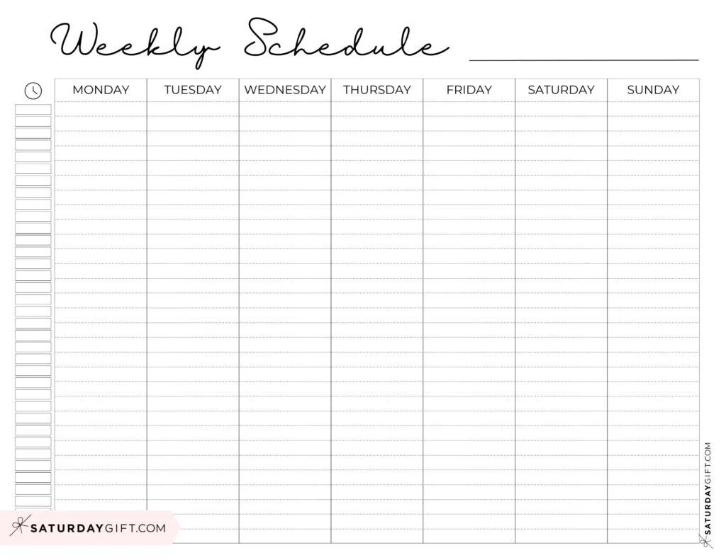 Weekly Blank Calendart Printable Free