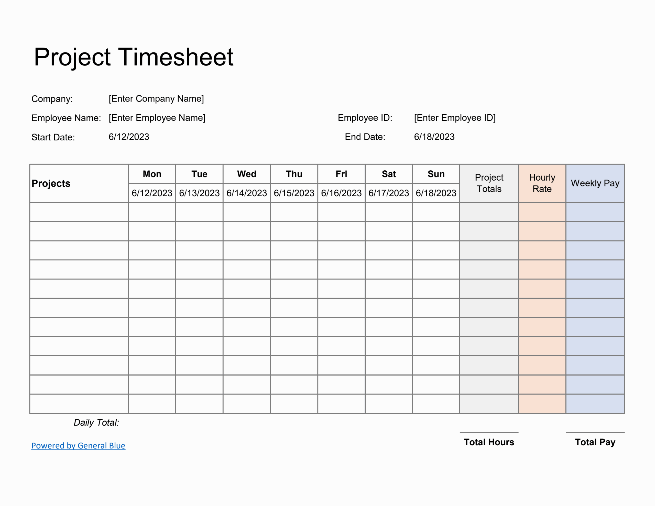 Printable Blank Time Sheets