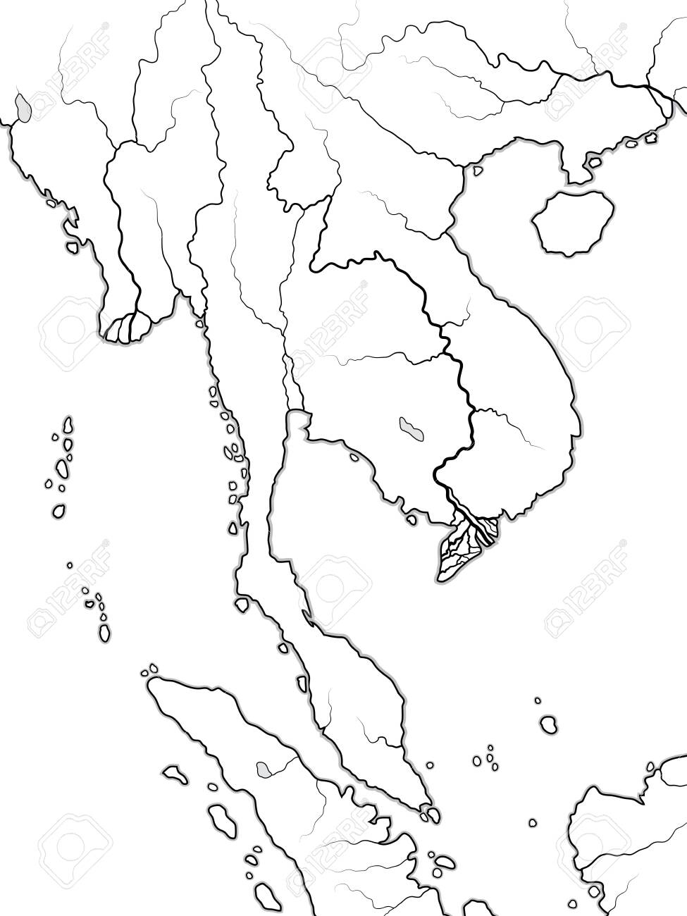 Weltkarte Von INDOCHINA S dasien Indochinesische Halbinsel 