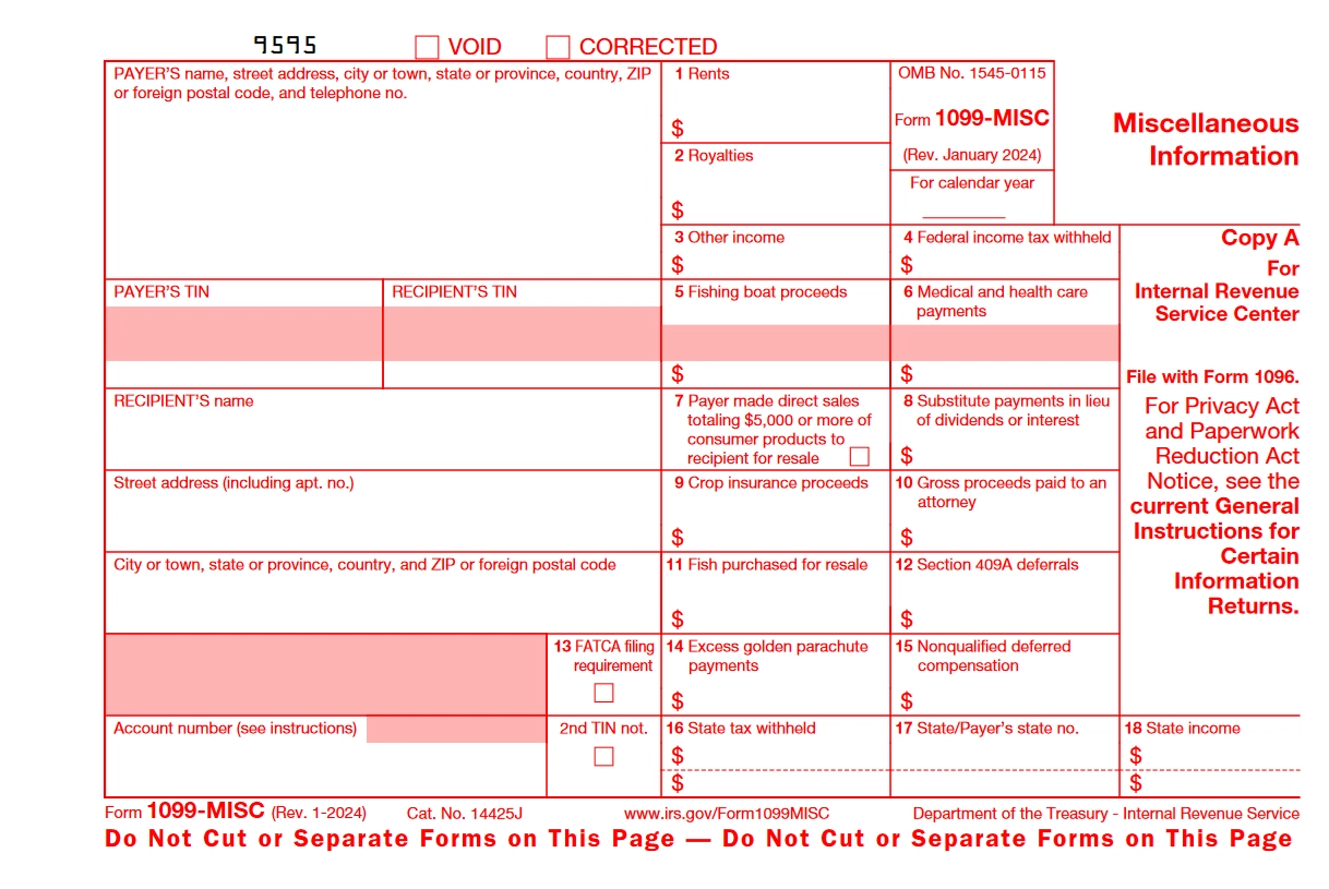 1099 Blank Printable Form 2026