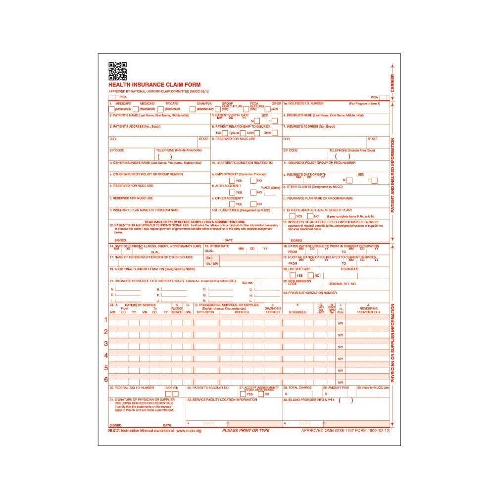 Blank Cms 1500 Form Printable