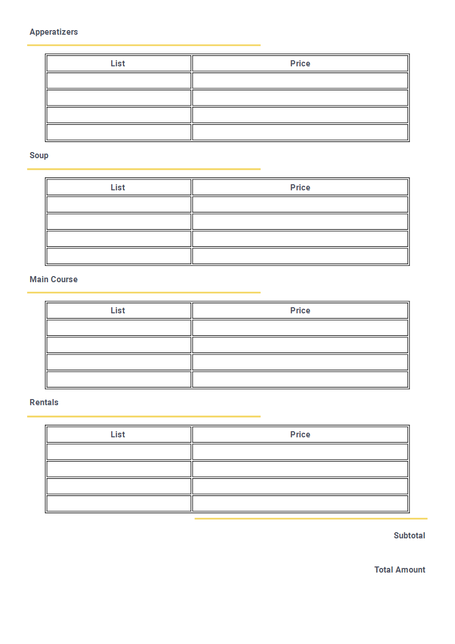 Blank Printable Land Offering Bid