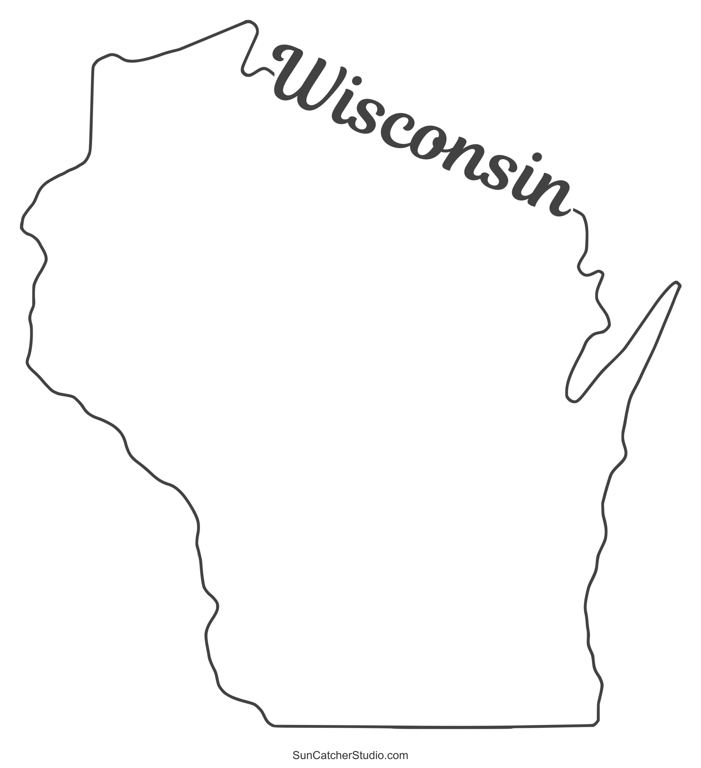 Wisconsin Map Outline Printable State Shape Stencil Pattern 