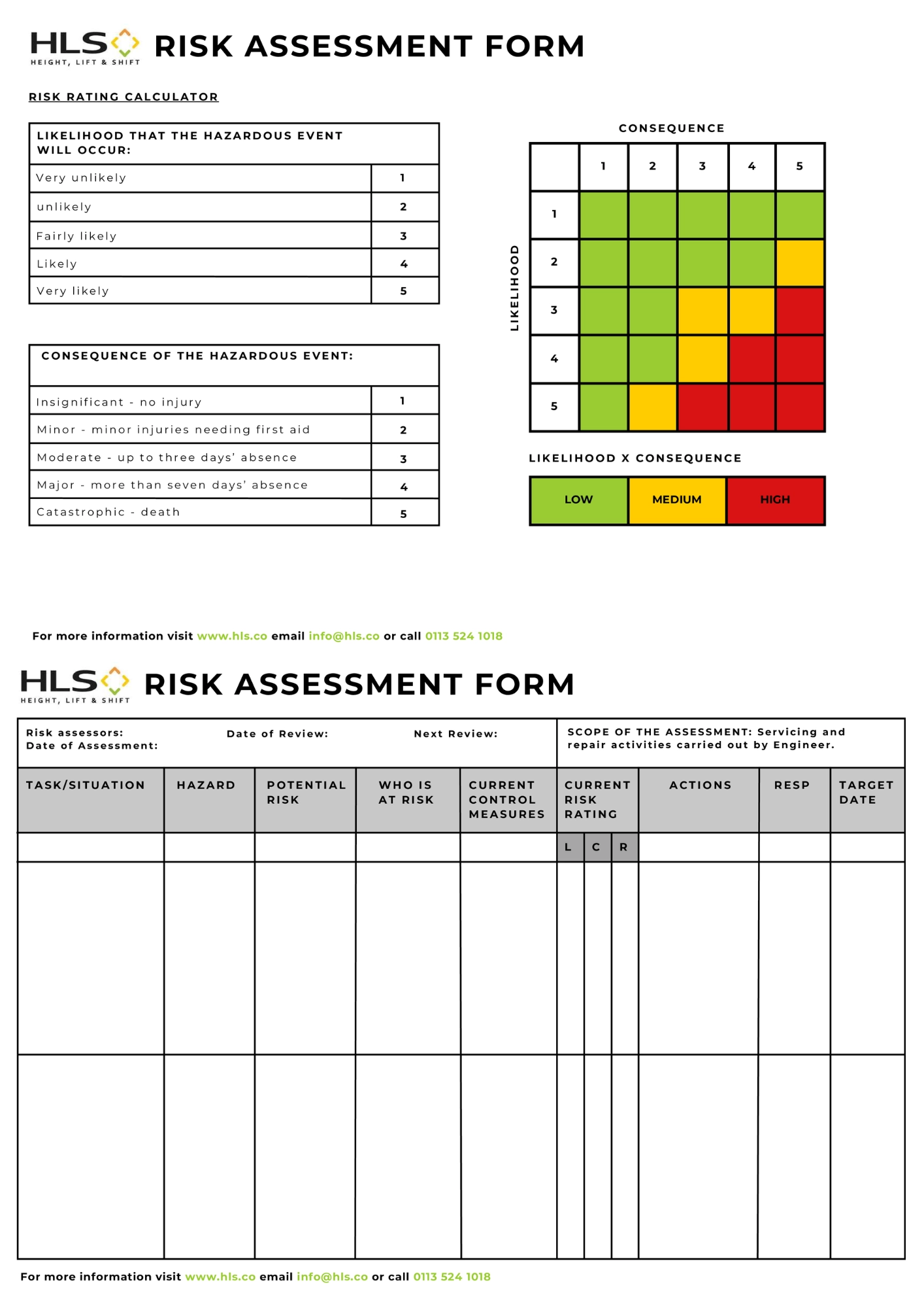 Work At Height Risk Assessment Template Download
