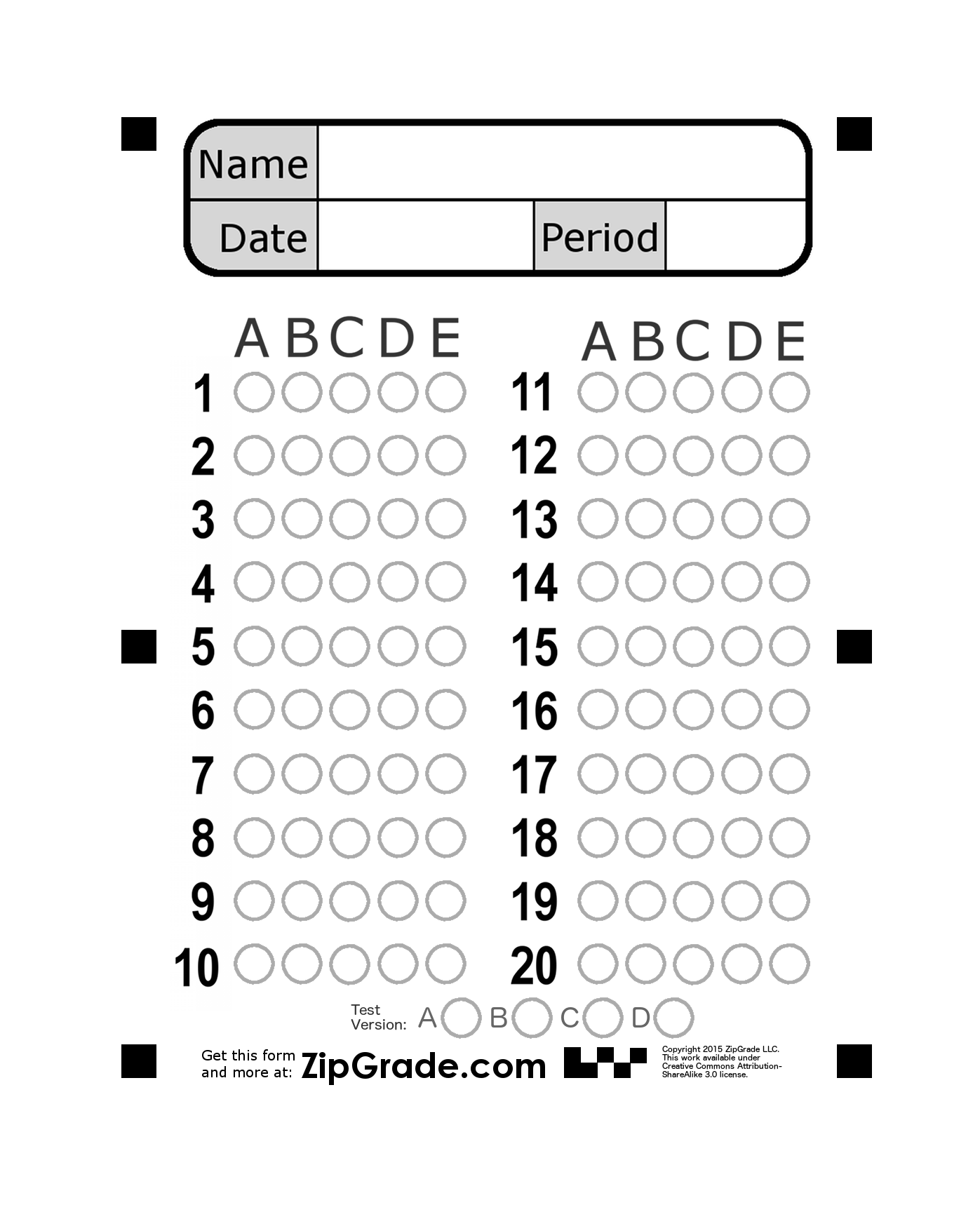 Printable Blank Answer Key